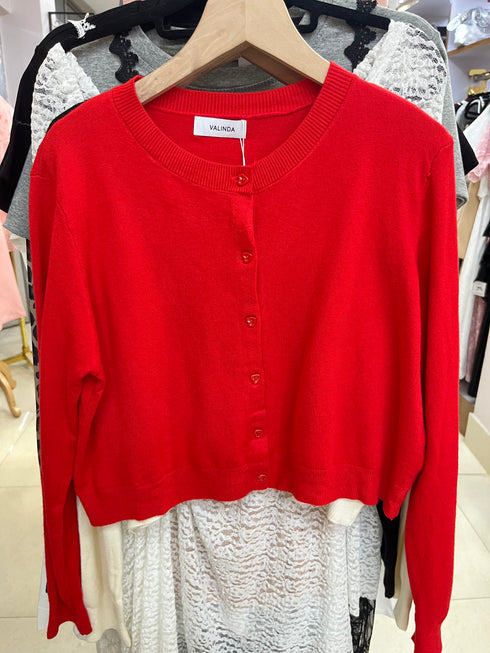Casual Round Knitted Crop Cardigan